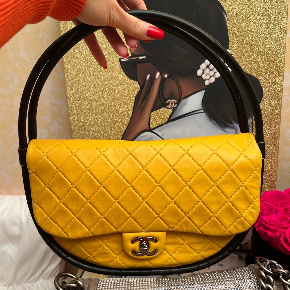 Chanel yellow hula hoop bag
